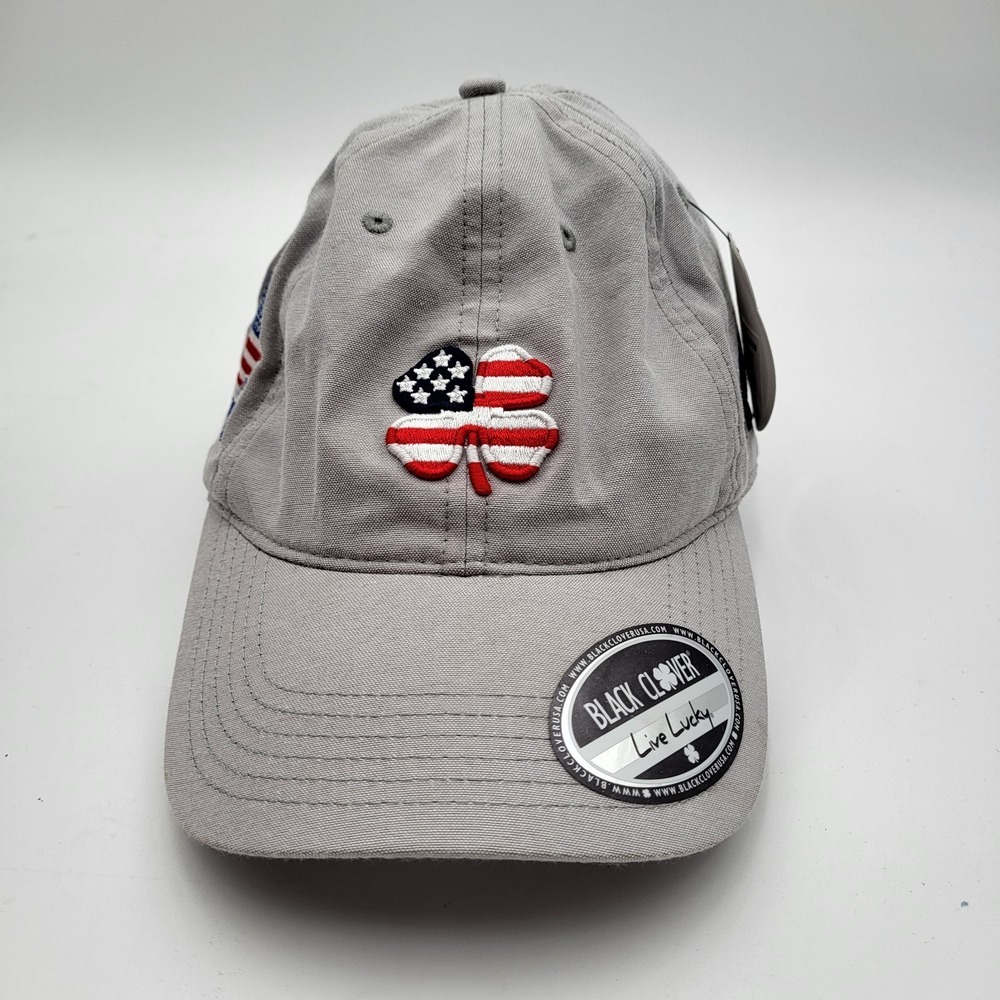 Black Clover Adaptive Golf Iowa Adjustable‎ Strap Hat Mens American Flag Gray